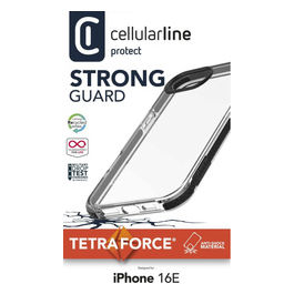 Cellularline, Custodia Tetra Force Strong Guard, iPhone SE (2025), Trasparente e Nero