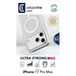Cellularline, Custodia Ultra Strong Mag, Trasparente, Anti-shock, Bordo Rinforzato, iPhone 17 Pro Max