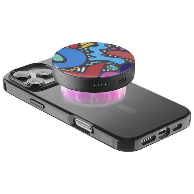 Cellularline Mag Vibe power bank MagSafe 8018080505034 3000 mAh ricarica wireless 5W porta USB-C 12W compatto nero