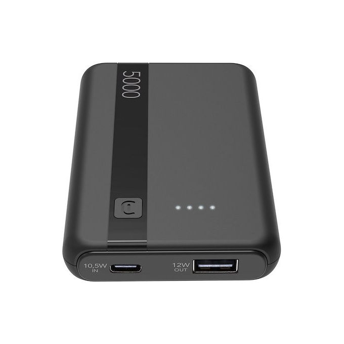 Cellularline PBENTRY5000K Power Bank 5000 mAh USB-C 1xUSB-A 1xUSB-C Output 12W Li-Ion LED colore Nero