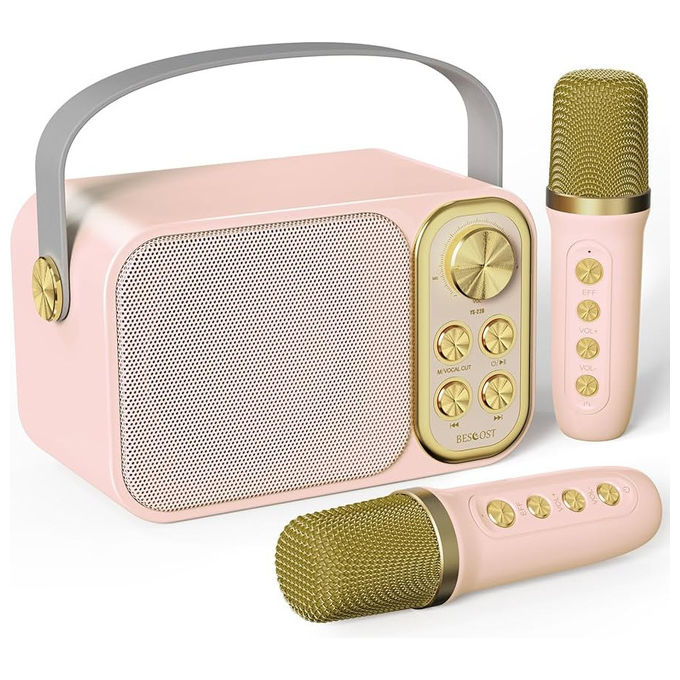 Celly Altoparlante Wireless per Bambini con 2 Microfoni 10W Nero-Bianco-Verde-Azzurro-Rosa