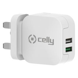 Celly Caricabatterie Cellulare Turbo 2 Usb 2.4A Bianco