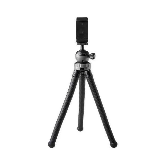 Celly Click Flextri Treppiede per Smartphone/Action Camera 3 Gambe Nero