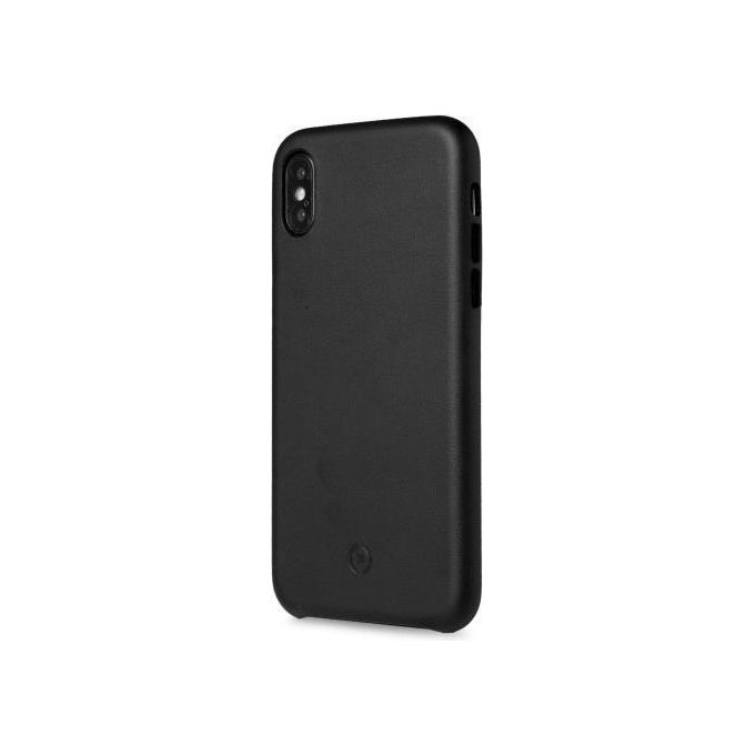 Celly Cover Superior per iPhone Xs Max in Simil Pelle Nero