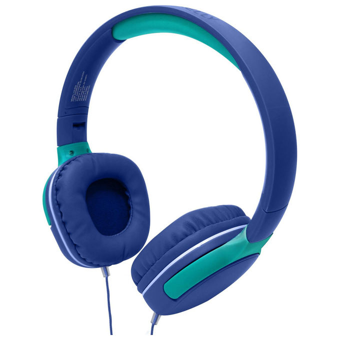 Celly KIDSBEAT2 KidsBeat2 Cuffie a Padiglione per Bambini Cablate Jack 3.5 mm Microfono Integrato Volume Limitato 85 dB colore Blu
