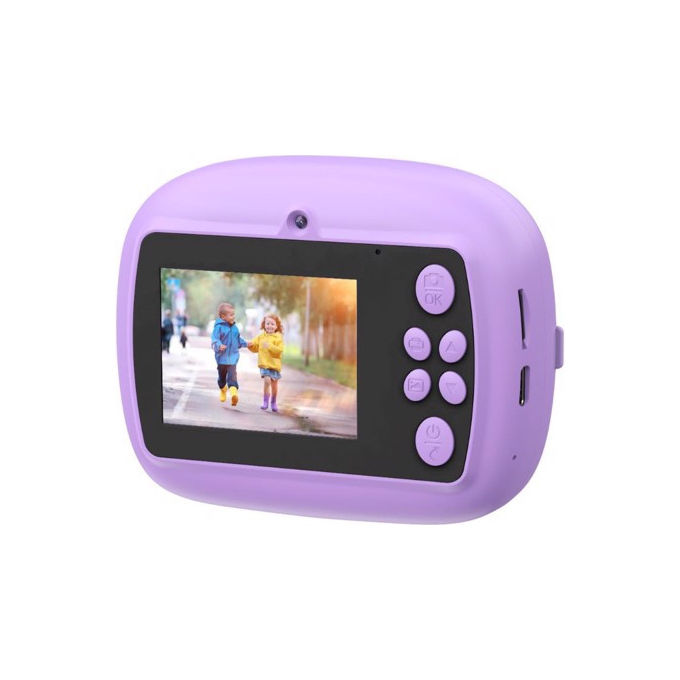 Celly fotocamera istantanea per bambini KIDSCAMSTICKERROLLLAS stampa laser adesiva schermo 2.4 pollici 2 rotoli inclusi viola