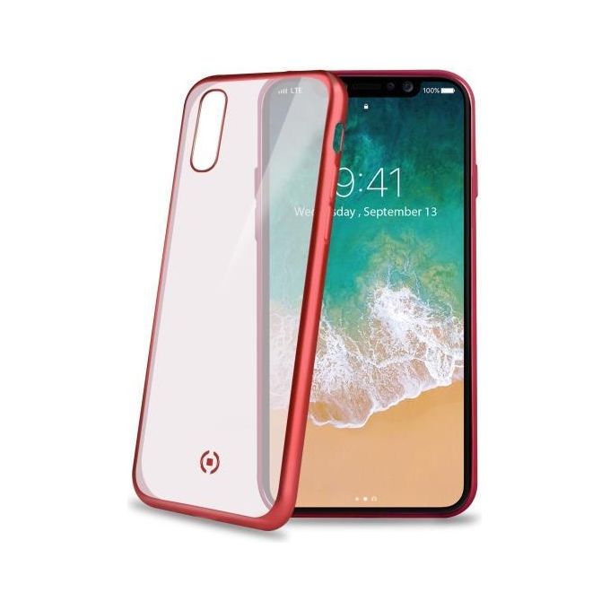 Celly LASERMATT900RD Laser Matt Cover per iPhone X Rosso