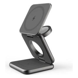 Mag Fold Charge 3 in 1, Caricatore Wireless 15W, Grigio