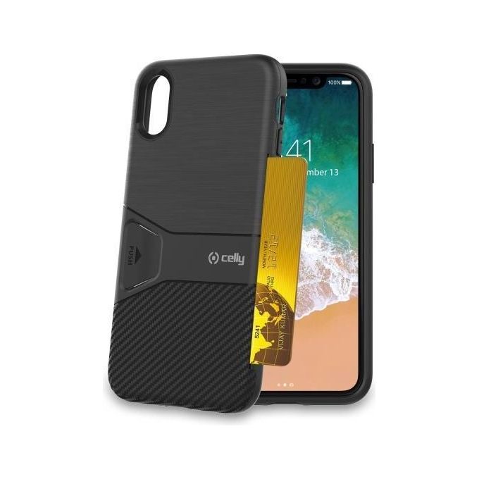 Celly Pocket Cover per iPhone X/XS Nero