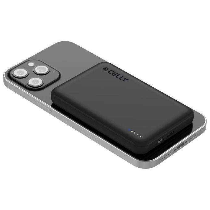 Celly MAGPB5000PLUS Powerbank MagSafe Ricarica Wireless 15W USB-C 20W 5000mAh