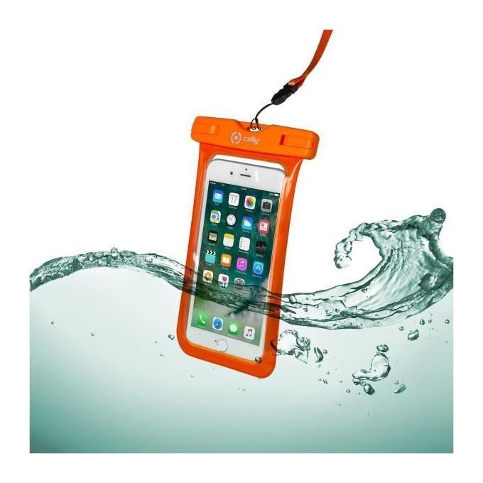 Celly Splash Bag Custodia Impermeabile per Smartphone fino a 6,2'' Arancione