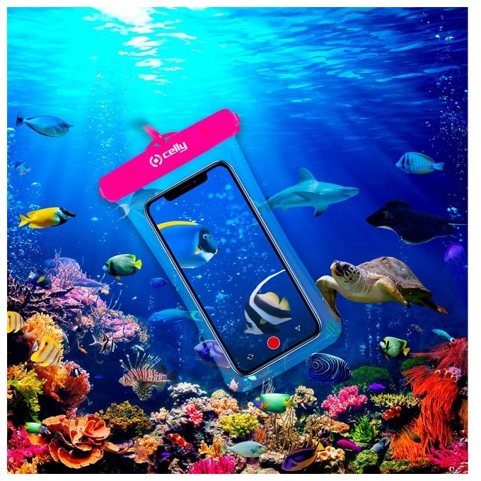 Celly SplashBag Cover per Smartphone fino a 7'' Rosa