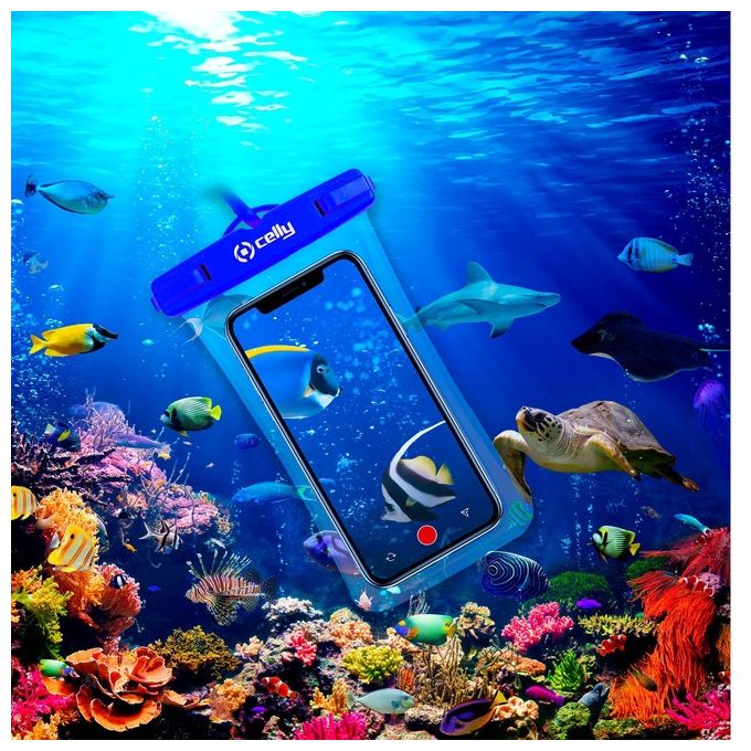 Celly SplashBag Cover per Smartphone fino a 7'' Blu