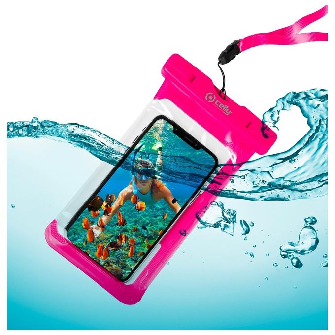 Celly Splashbag Cover Subacquea per Smartphone 6,5'' Rosa