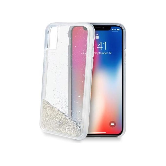 Celly Star Cover per iPhone XS/X Bianco/Argento
