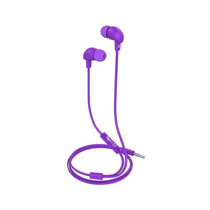 Celly Stereo Ear Cuffie con Cavo Piatto da 35mm Porpora