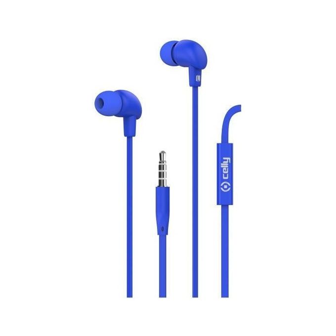 Celly Stereo Ear Cuffie con Cavo Piatto da 35mm Blu