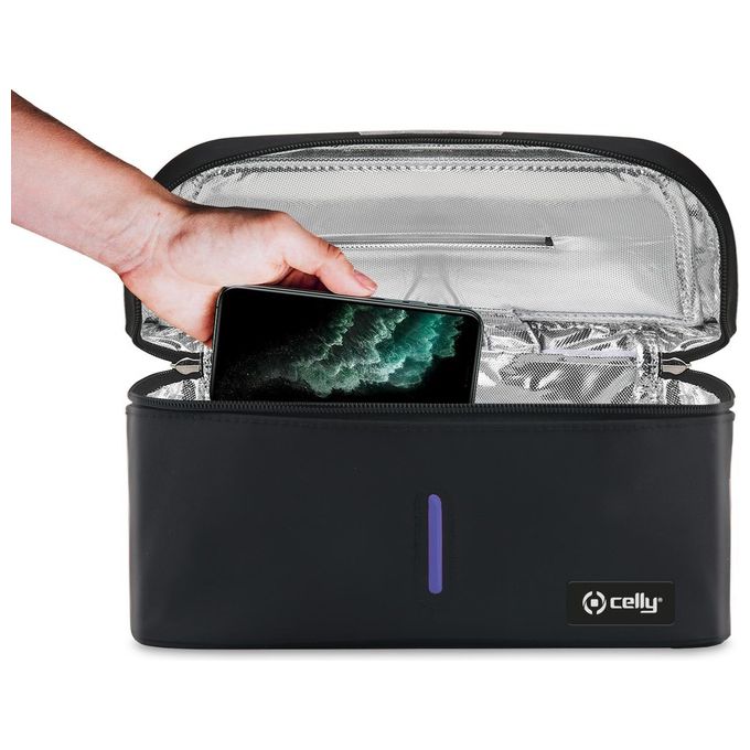 Celly STERILIZERBAG Sterilizzatore a Raggi Ultravioletti UV-C per Smartphone Smartwatch e Accessori colore Nero