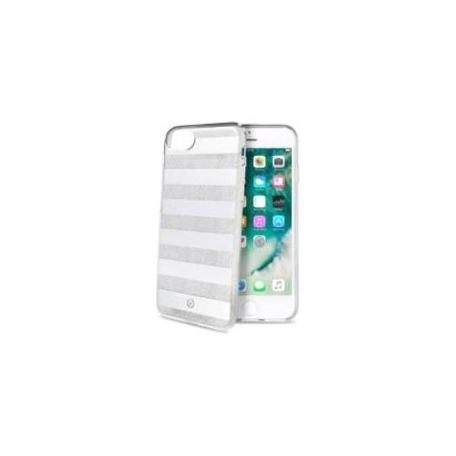 Celly Stripes Cover per iPhone SE 2nd Gen/8/7 Silver