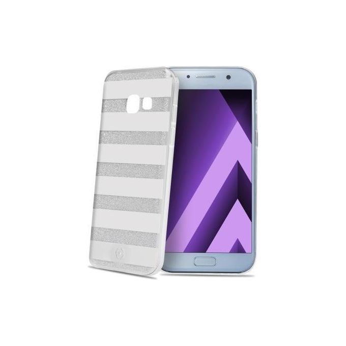 Celly Stripes Cover per Samsung Galaxy A3 2017 Silver