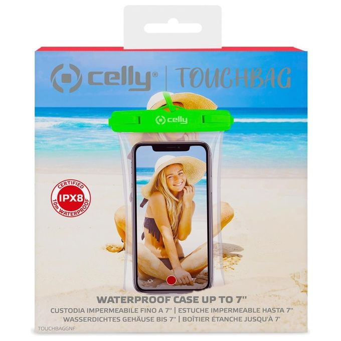 Celly Transparent Bag per Smartphone fino a 7'' Verde