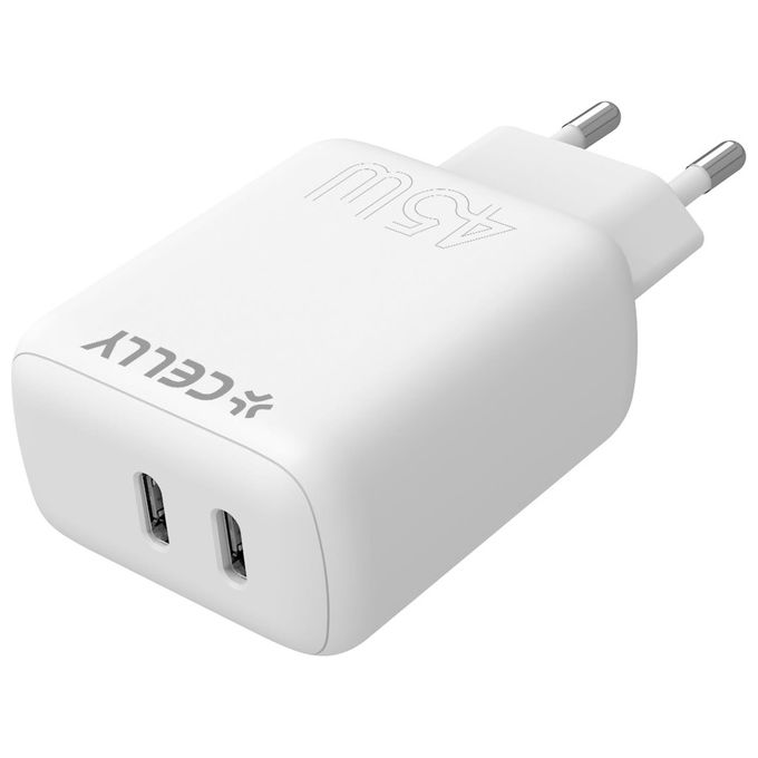 Celly Travel Charger 2 Usb-C 45W