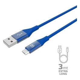 Celly Usb Micro Color 3mt Blu