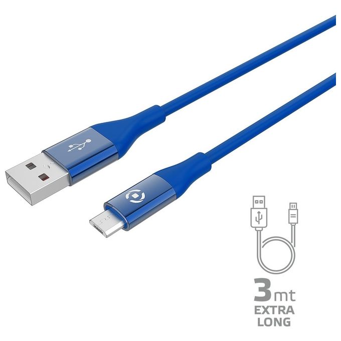Celly Usb Micro Color 3mt Blu