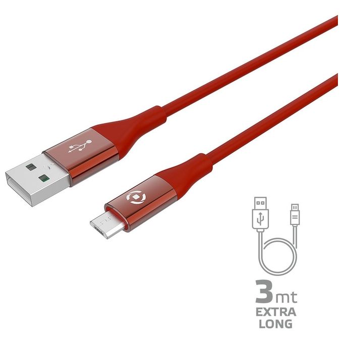 Celly Usb Micro Color 3mt Rosso