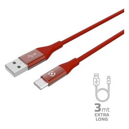 Celly Usb a Usb-C Color 3mt Rosso