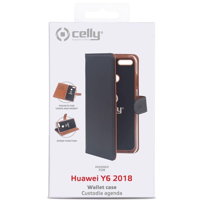 Celly Wally Cover per Huawei Y6 2018 Nero