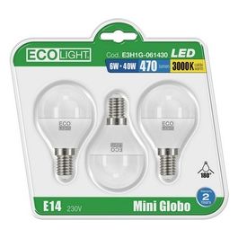 Blister 3 Pz. Lampadina Led Mini Globo Attacco E14 6400K