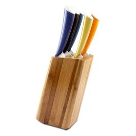 Ceppo 6 Coltelli Cucina Manico Colore Lama Acciaio Antiaderente