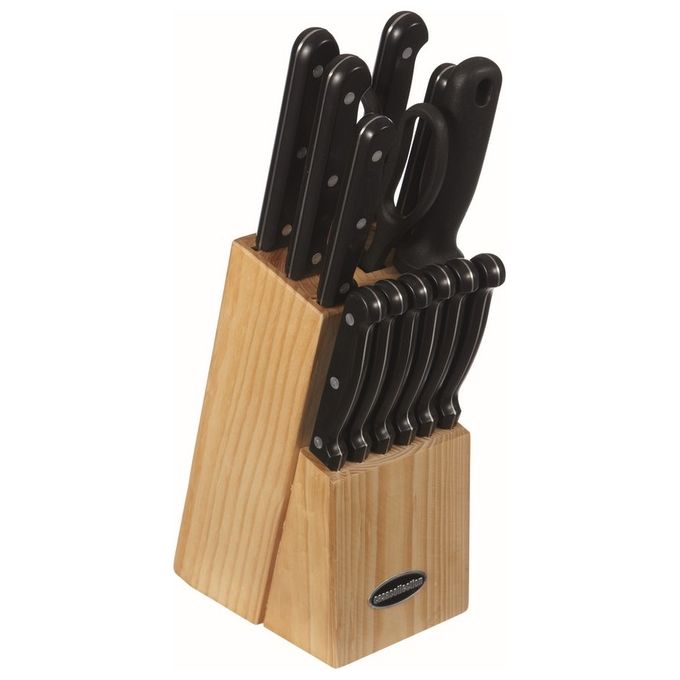 Ceppo di coltelli da cucina Ronda 14 pezzi in legno e acciaio