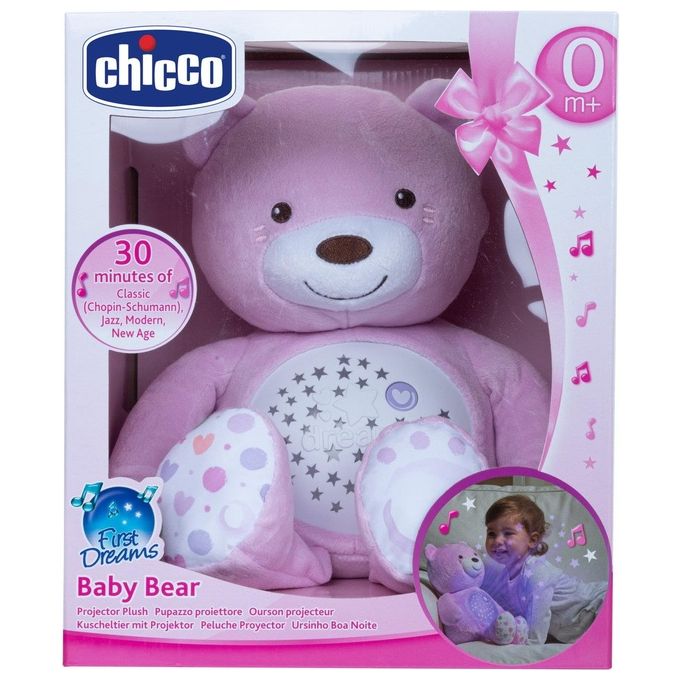 Chicco 08015-10 Baby Bear Orsetto Peluche Proiettore con Luci e Melodie colore Rosa