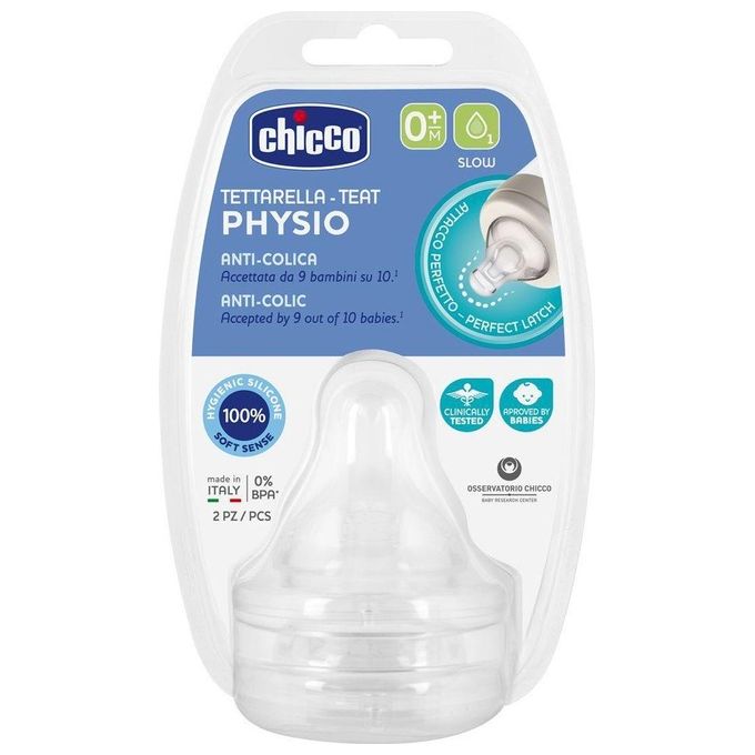 Chicco Perfect 5 Tettarella 0+ Mesi 1 Foro 2 Pezzi Trasparente