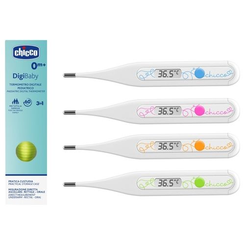 Termometro Digitale Digibaby Pediatrico Misurazione in 60 sec Allarme Febbre Uso Ascellare Orale Rettale colore Assortito