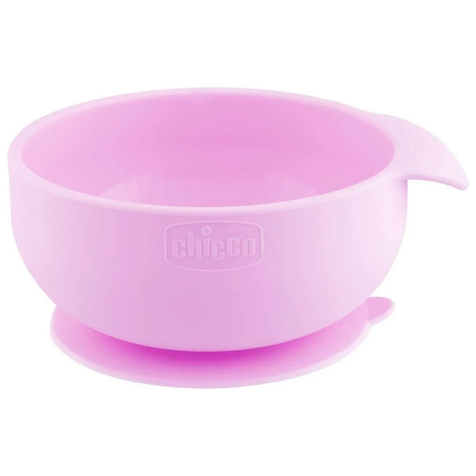 Chicco Ciotola in Silicone con Ventosa 6M+ Alimentazione Autonoma Senza BPA Microonde e Lavastoviglie colore Rosa