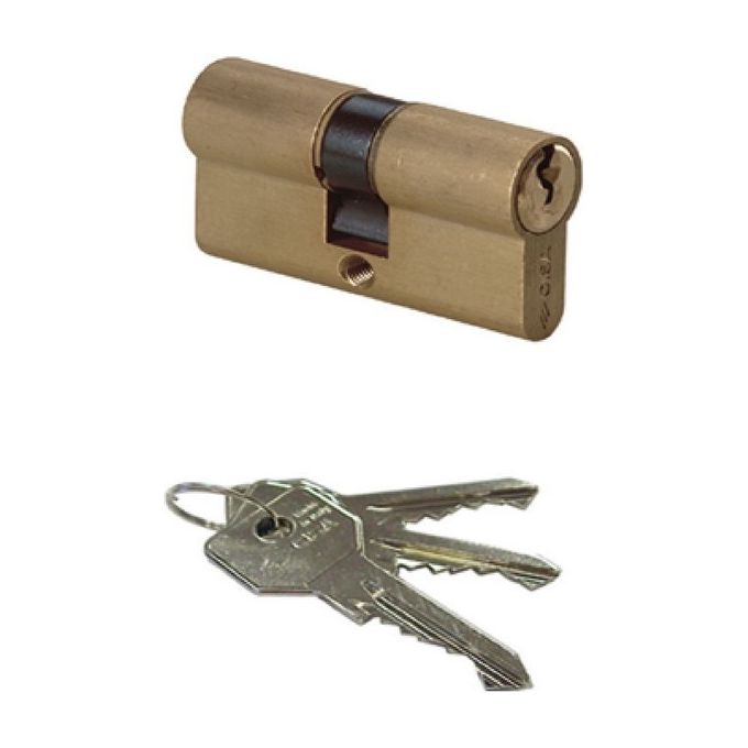 Cisa 0G300210 Cilindro Sagomato Chiave/Chiave C2000 40 X 50 = 90 Mm Chiave Piatta Cifratura Kd Ottone Satinato