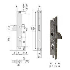 46305-19-0 Serratura Infilare Montanti Alluminio