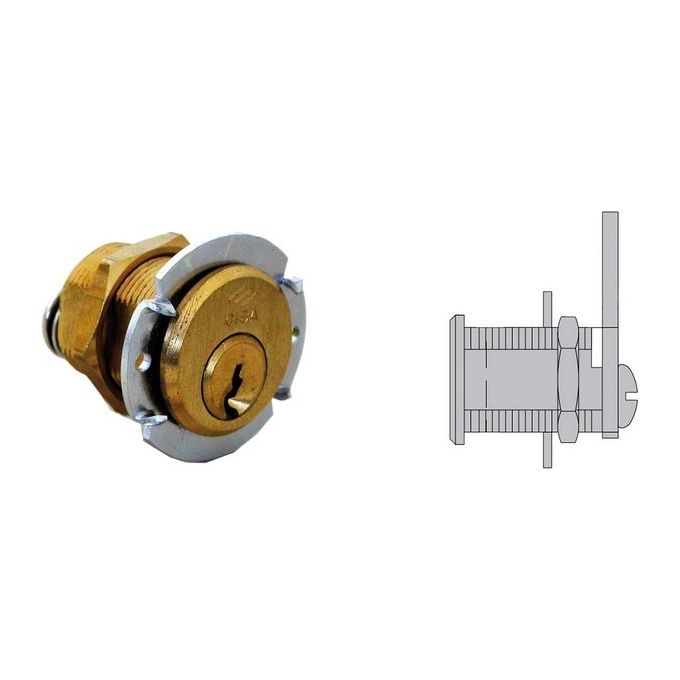 Cisa 72210200 Serratura Per Selettori A Leva 20 Lunghezza Mm 20 Ambidestra Chiave Piatta Kd Rotazione 90 + 90 1 Estrazione Ottone Satinato