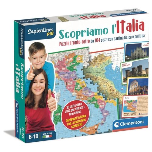 Clementoni Gioco Educativo Sapientino Scopriamo l'Italia Smart Puzzle