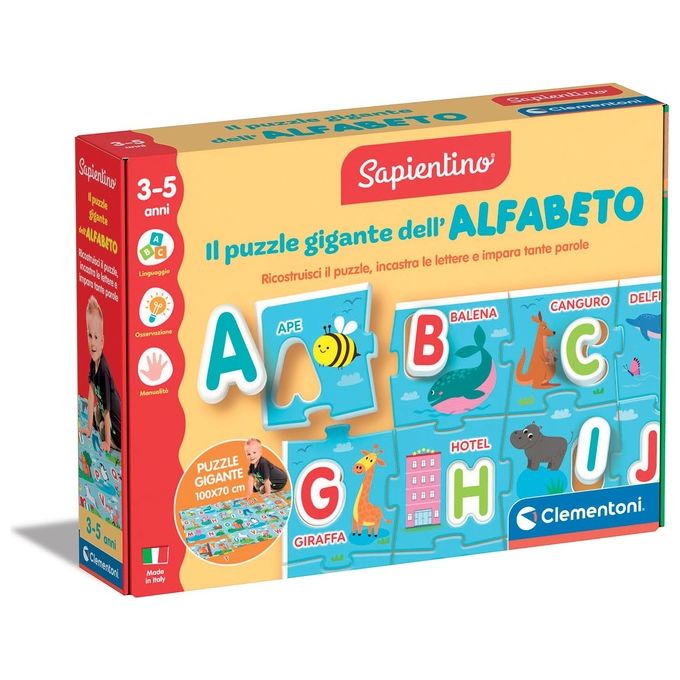 Image of Clementoni Gioco Educativo Sapientino Baby Montessori Il Puzzle Gigante dellAlfabeto
