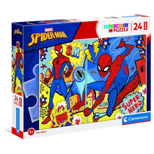 Clementoni Spiderman Supercolor Puzzle 24 Pezzi Maxi