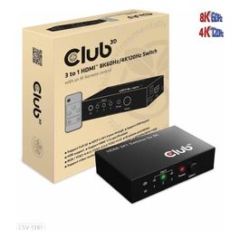 Club3d 3 To 1 Hdmi 8k60hz Switch Switch per Keyboard-Video-Mouse (Kvm) Nero