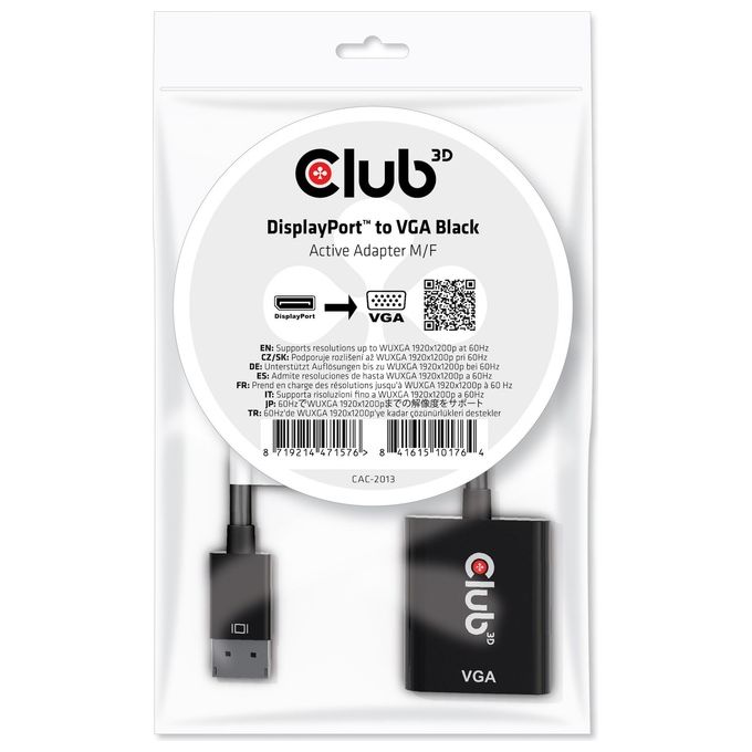 Club3D Adattatore Attivo DisplayPortTM a VGA St.-B