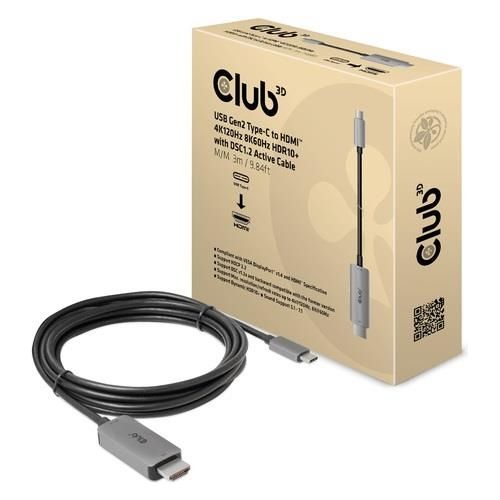 Club3d Adattatore per Inversione del Genere dei Cavi USB Gen2 Type-C HDMI Tipo A Nero