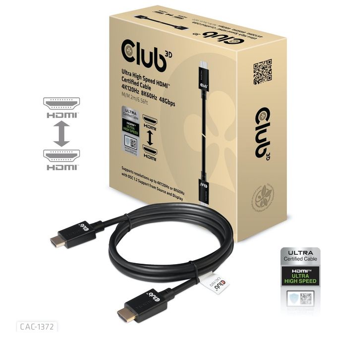 Image of Club3d CAC-1372 Cavo Hdmi ad Alta Velocita' 10K 120Hz 2mt Nero