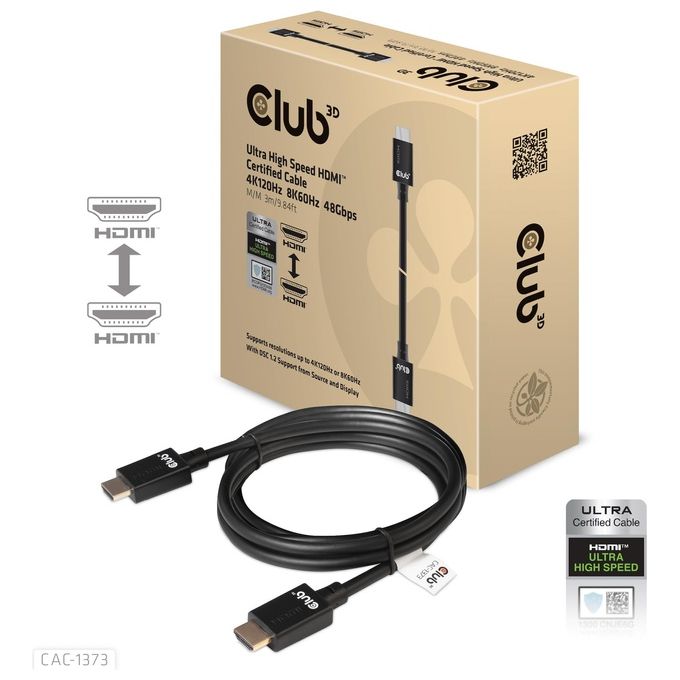 Club3d CAC-1373 Cavo Ultra High Speed Hdmi 10K 120Hz 48Gbps 26 AWG M/M 3mt