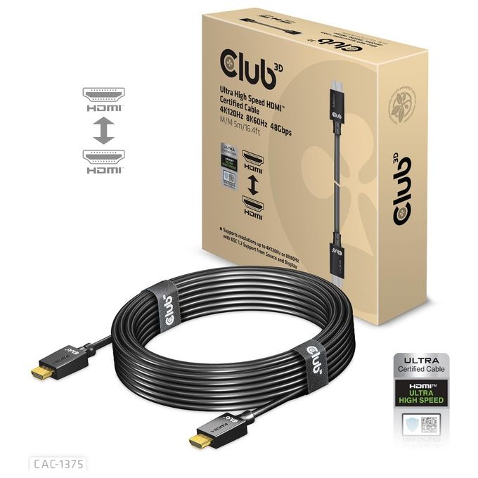 Image of Club3d Cac-1375 Cavo Hdmi 5mt Hdmi Tipo A Standard Nero